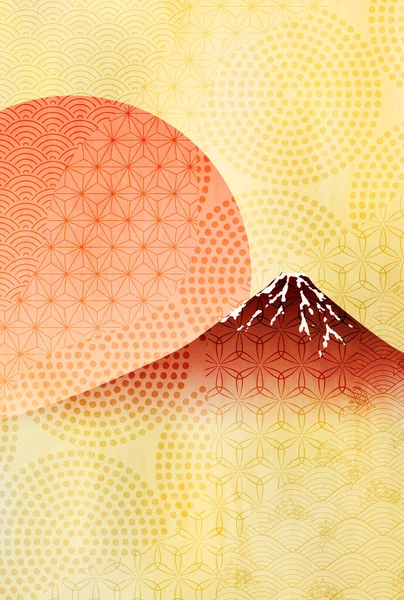 Fuji Carte Nouvel Fond Motif Japonais — Image vectorielle