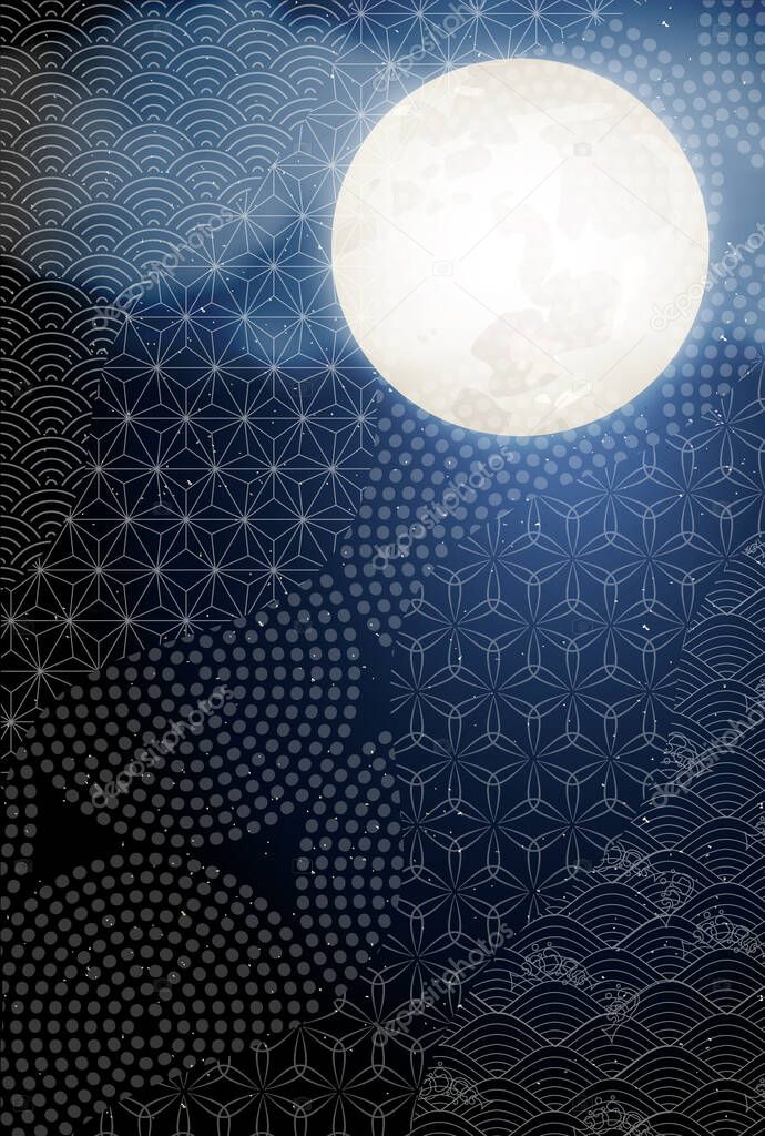 Halloween full moon Japanese pattern background