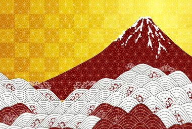 Mt. Fuji Japon desenli yeni yıl kartı geçmişi