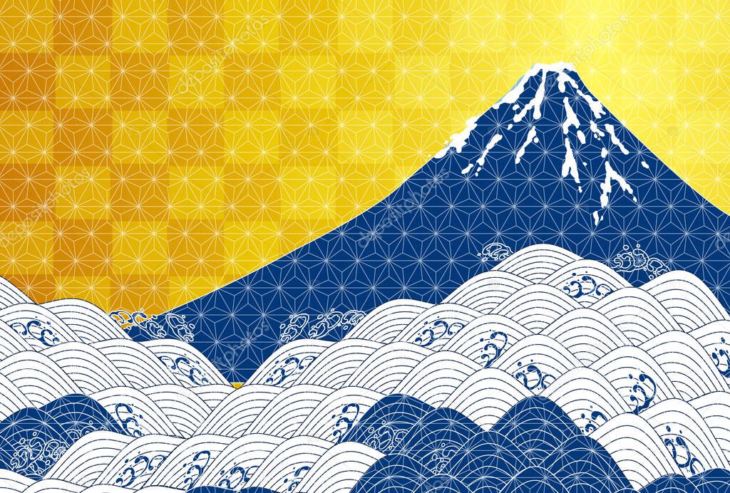 Mt. Fuji Japanese pattern New Year's card background