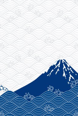 Mt. Fuji Yeni Yıl Kartı Japon şablonu