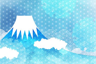 Mt. Fuji Yeni Yıl Kartı Japon şablonu