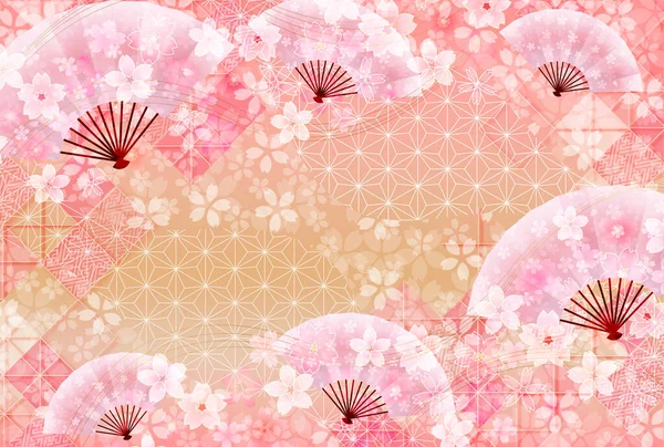 Cherry Blossoms New Year Card Japanese Pattern Background — Stock Vector