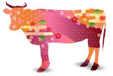 İnek Yeni Yıl Kartı Zodiac simgesi