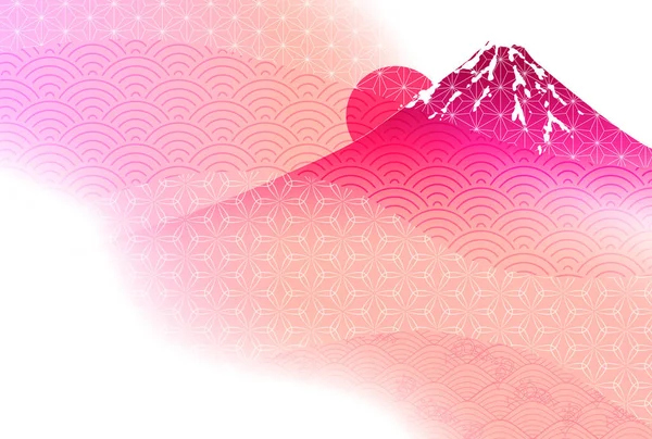 Όρος Fuji Ιαπωνικό Μοτίβο Φόντο Κάρτα Της Πρωτοχρονιάς — Διανυσματικό Αρχείο