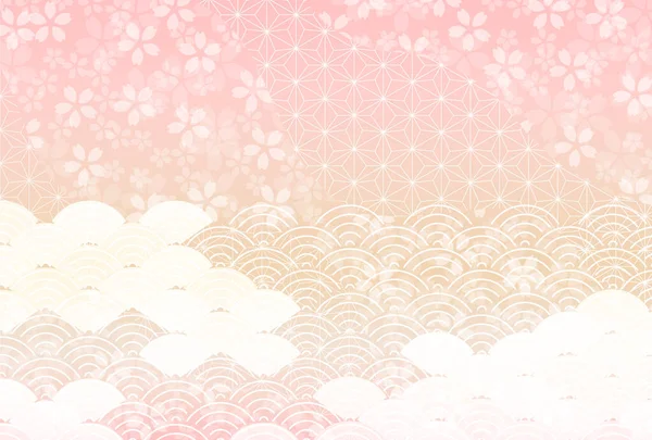 桜年賀状 日本のパターンの背景 — ストックベクタ