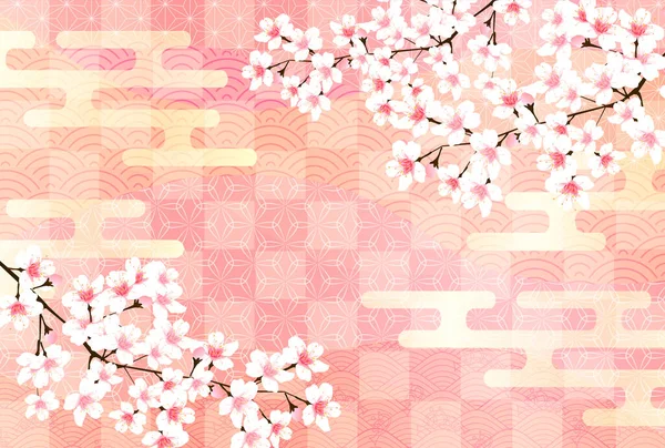 樱花新年卡片日本图案背景 — 图库矢量图片