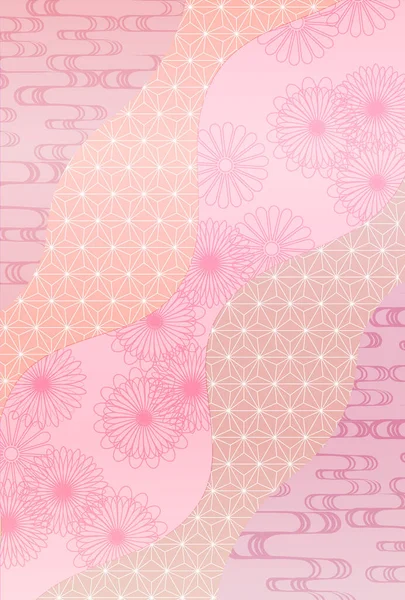 Chrysanthemum Nyårskort Japanska Mönster Bakgrund — Stock vektor