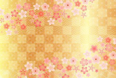 Kiraz Çiçeği Japon desenli yeni yıl kartı arkaplanı