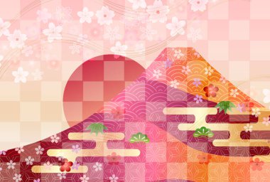 Mt. Fuji Japon desenli yeni yıl kartı geçmişi