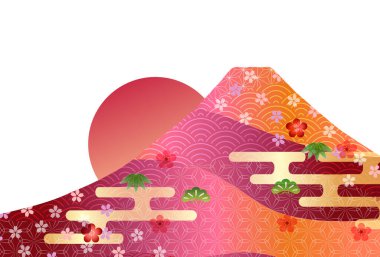 Mt. Fuji Japon desenli yeni yıl kartı geçmişi