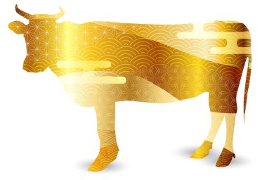 İnek Yeni Yıl Kartı Zodiac simgesi