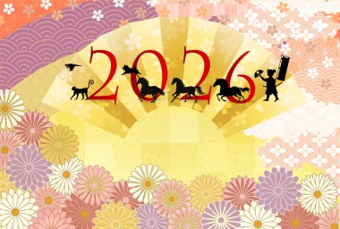 Öğlen Kartı Oriental Zodiac İşaret Arkaplanı