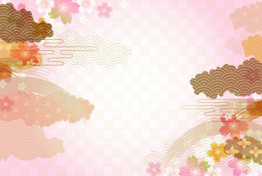 Japon Kalıplı Kiraz Çiçeği Yeni Yıl Altın Arkaplanı