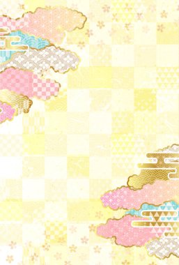 Japon Kalıplı Kiraz Çiçeği Yeni Yıl Altın Arkaplanı