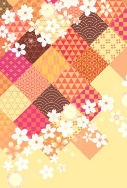 Kiraz Çiçekleri Japon Şablonu Gece Arkaplanı