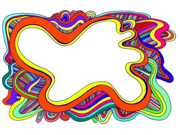Arc-en-ciel couleurs abstraites décoratives griffes vagues cadre . — Image vectorielle