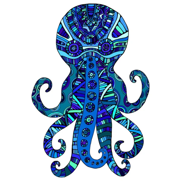 Fantazie okrasné chobotnice modrá barva — Stockový vektor
