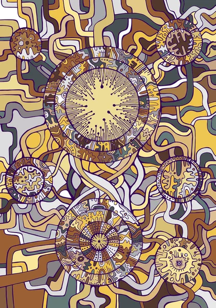 Vintage background, steampunk doodle style, golden rust colo