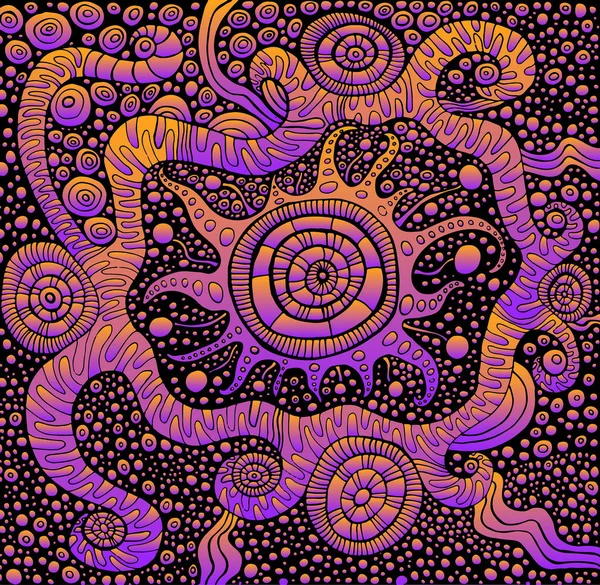 Psychedelisch Abstrakte Fantasie Hintergrund Mystische Dekorative Ornamente Doodle Stil Vintage — Stockvektor