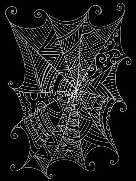 Διακοσμητικό Όμορφο Spider Web Μαύρο Και Άσπρο Χρώμα Μοτίβο Που — Διανυσματικό Αρχείο