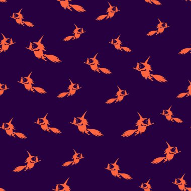 Silhouette cadı ve uçan süpürge, Cadılar Bayramı sorunsuz kedi 