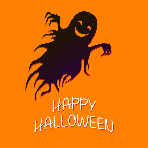 Fantasma divertente volante, felice Halloween pazzo. Illusione del fumetto vettoriale — Vettoriale Stock