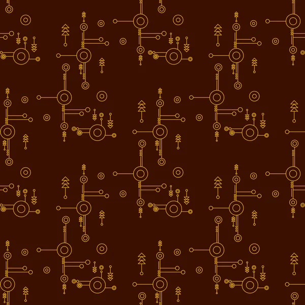 Style d'ornement abstrait steampunk sans couture, couleur dorée dans le front — Image vectorielle