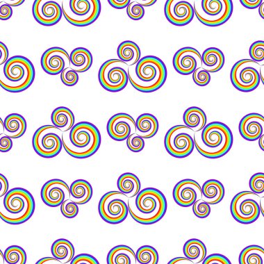 Seamlass gökkuşağı psychedelic girdap deseni. Vektör dekoratif unsur. Renkli sarmal soyut şablonu.