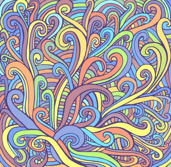 Vlny Ozdobte abstraktní barevné pozadí. Karta stylu Doodle. Kreslené fantazie pro vektorovou ruku. — Stockový vektor