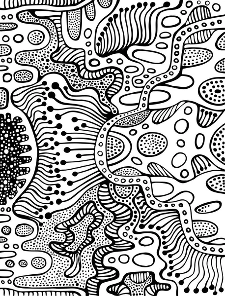 Coloriage motif abstrait, ligne de labyrinthe d'ornements. Psychede — Image vectorielle