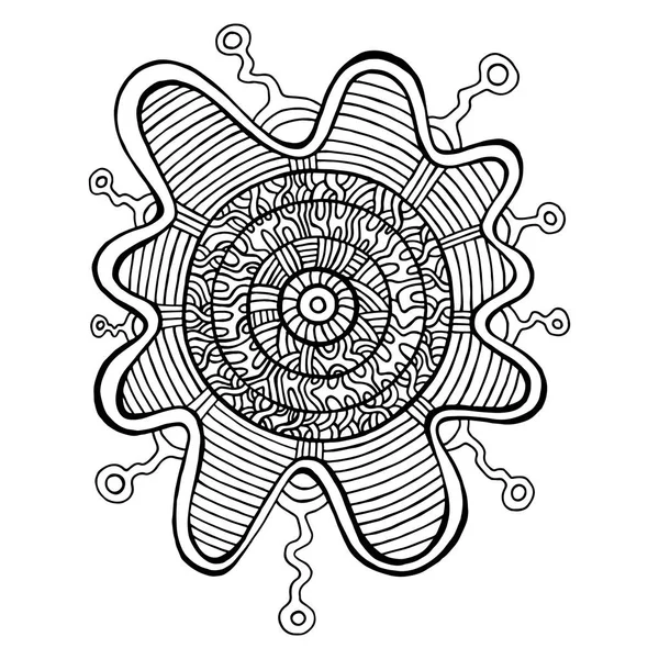 Coloring page abstract Mandala line art, maze of ornaments. Psyc — Stock Vector