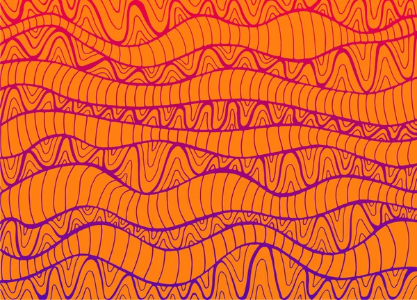 Абстрактный узор, этно-стиль, стильный узор, розово-фиолетовая цветовая линия, выделенная на оранжевом фоне. Векторная иллюстрация психоделической текстуры . — стоковый вектор
