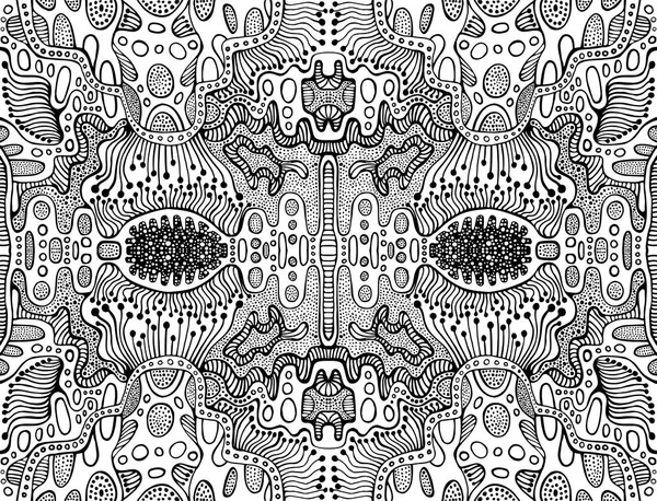 Dibujo para colorear patrón fractal abstracto, laberinto de adornos. Psiquiatría — Vector de stock