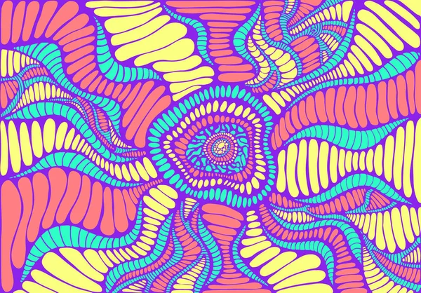 Fantastic psychedelic ornamental surreal doodle background. Abst — Stock Vector