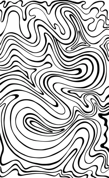 Preto branco decorativo doodles onda labirinto textura. Padrão isolado. Vector mão desenhada anti stress colorir página . —  Vetores de Stock