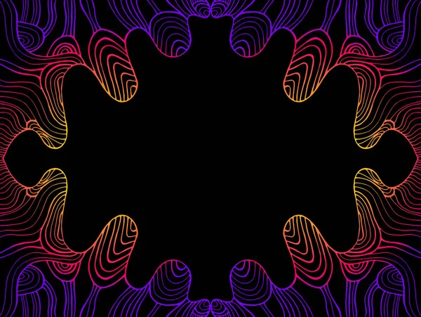 Vintage marco de ondas abstractas psicodélicas, fondo contorno de color degradado. Doodle tarjeta elemento decorativo . — Archivo Imágenes Vectoriales