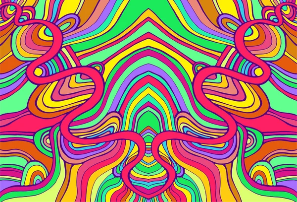 Psychedelický barevný surrealový vzorec. Fantastické ozdobné vlnité pozadí. — Stockový vektor