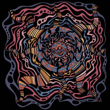 Daire desen arka plan ile mandala. Doodle tarzı. Psychedelic gerçeküzeri grafik sanat. Vektör el çizim illüstrasyon. 