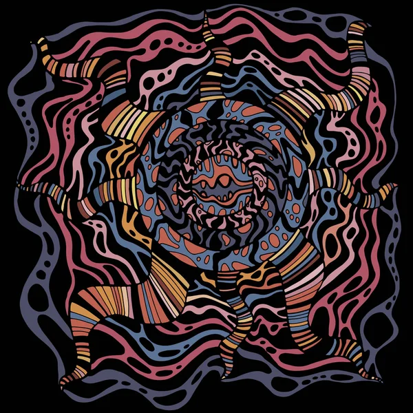 Daire desen arka plan ile mandala. Doodle tarzı. Psychedelic gerçeküzeri grafik sanat. Vektör el çizim illüstrasyon. 