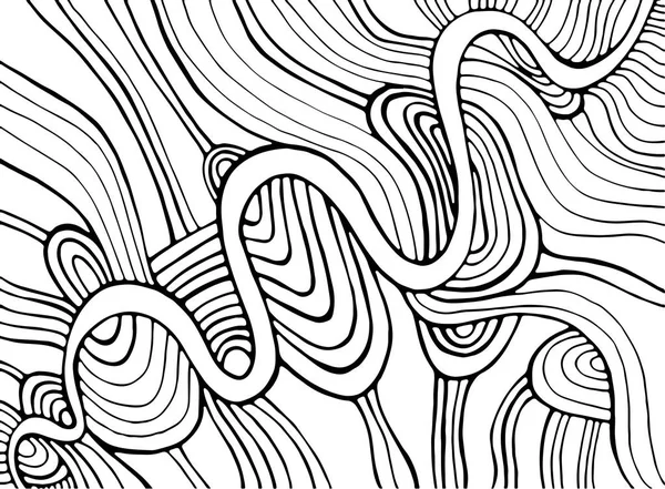 Desenho para colorir padrão abstrato, labirinto ondulado de ornamentos. Psychedelic cartão elegante. Vetor mão desenhada ilustração Anti-stress ondas boêmio fundo . —  Vetores de Stock