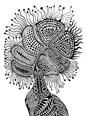 Fantastik çiçek ile boyama sayfası. Psychedelic şık kart. Vektör el çizilmiş illüstrasyon Antistress kabile arka plan.