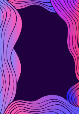 Parlak psychedelic soyut dalgalar çerçeve, neon gradyan pembe lila