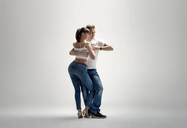 Pareja Belleza Bailando Danse Social Kizomba Bachata Semba Taraxia Sobre — Foto de Stock