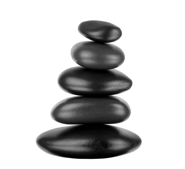 Still Life Pile Black Stone Spa Treatment White Background Isolated — Stock Photo, Image