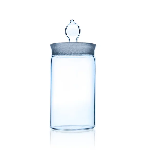 一个实验室玻璃罐 白色背景照片 — 图库照片