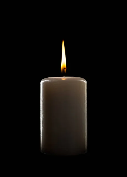 Flame Candle Close Black Background Isolated — Stock Photo, Image