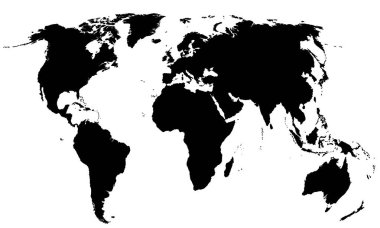 Beyaz arka planda, resimde ayrıntılı Kontürlü Haritası dünya