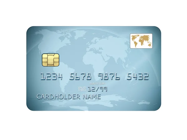 Illustration Detailed Blue Credit Card Isolated White Background — Stock Photo, Image