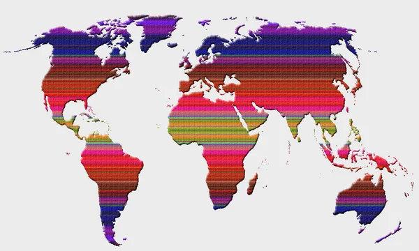 Dettagliato Mondo Mappa Sagomata Illustrazione — Foto Stock